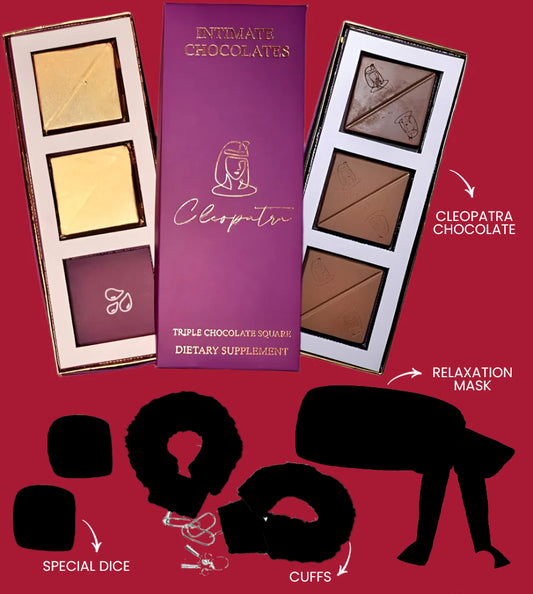 Cleopatra chocolate +dice + cuffs +  Relaxation Mask